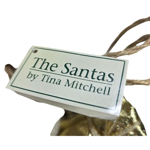 Vtg Santa Claus Figurine pulling sled Tina Mitchell Faux Fur Garland christmas - Picture 6 of 8